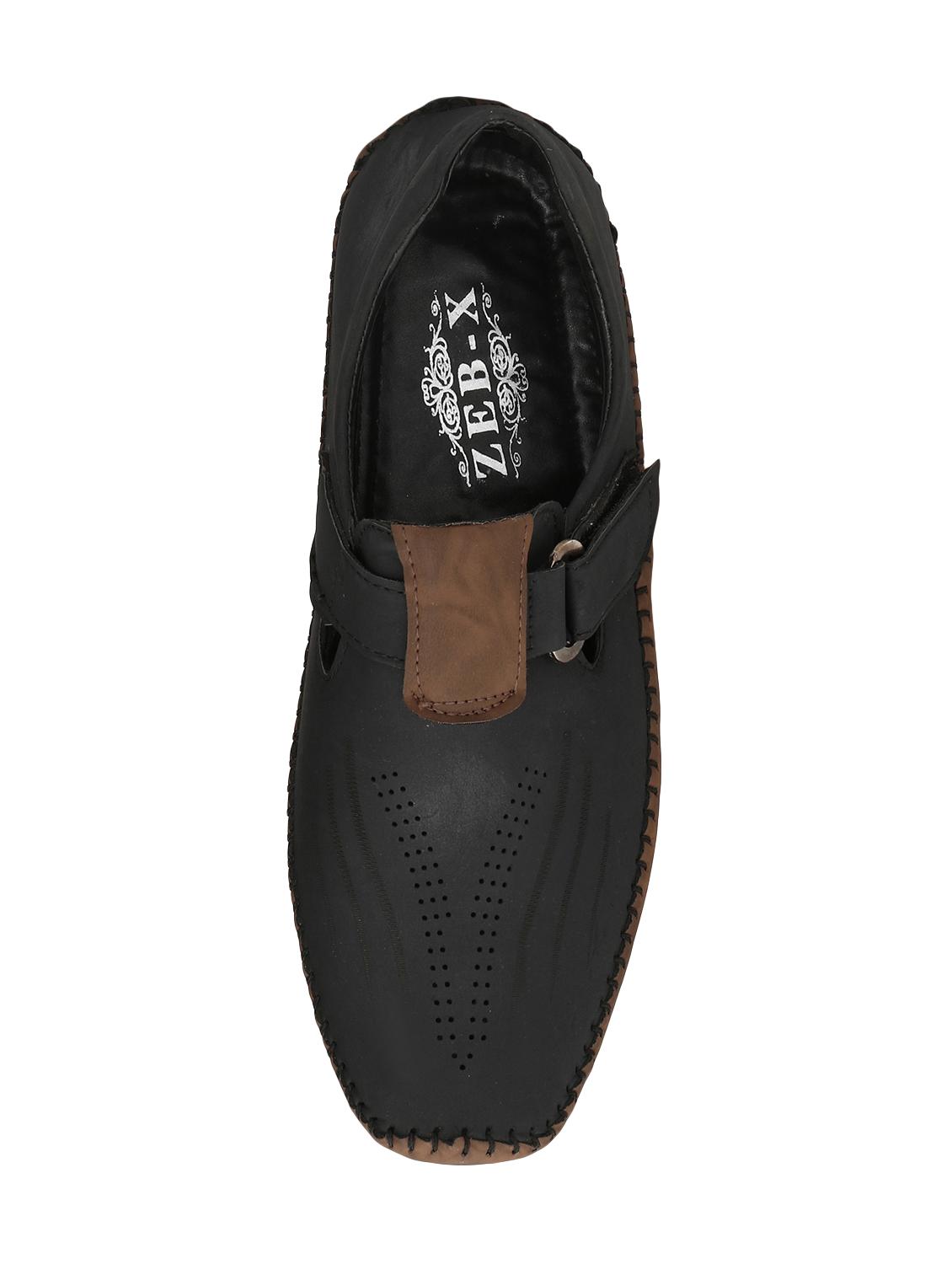 black leatherette slip on sandals - 15420355 - Zoom Image - 4
