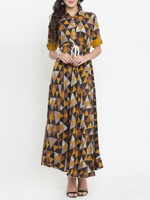 draw-string detail geometric dress - 15420379 - Very Small Image - 1