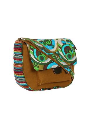 brown canvas regular sling bag - 15421031 - Standard Image - 4