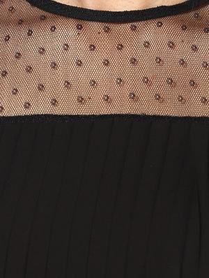 mesh yoke and sleeve pleated top - 15421704 - Standard Image - 4