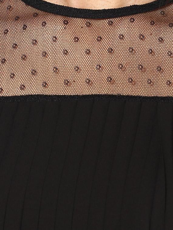 mesh yoke and sleeve pleated top - 15421704 - Zoom Image - 4