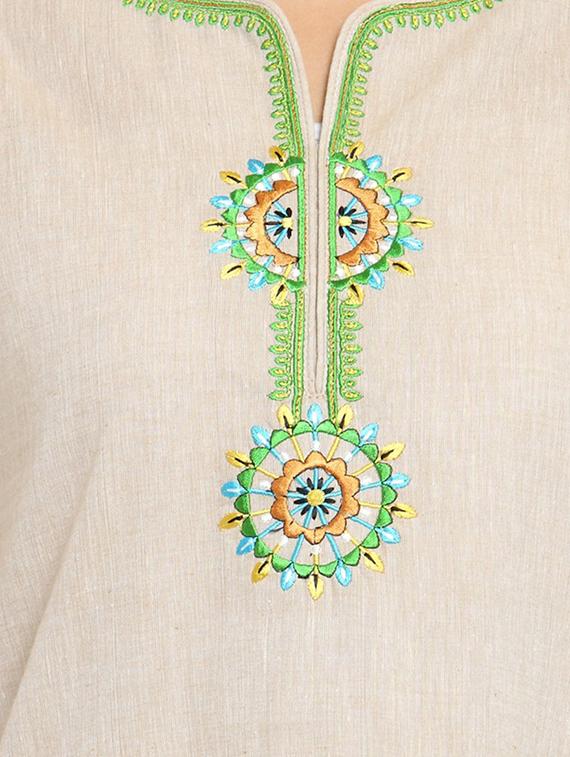 straight embroidered kurta - 15421772 - Zoom Image - 4