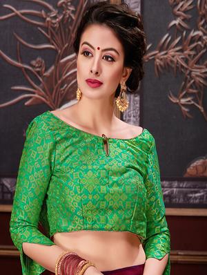 gold foil conversational printed saree with blouse - 15425952 - Standard Image - 4