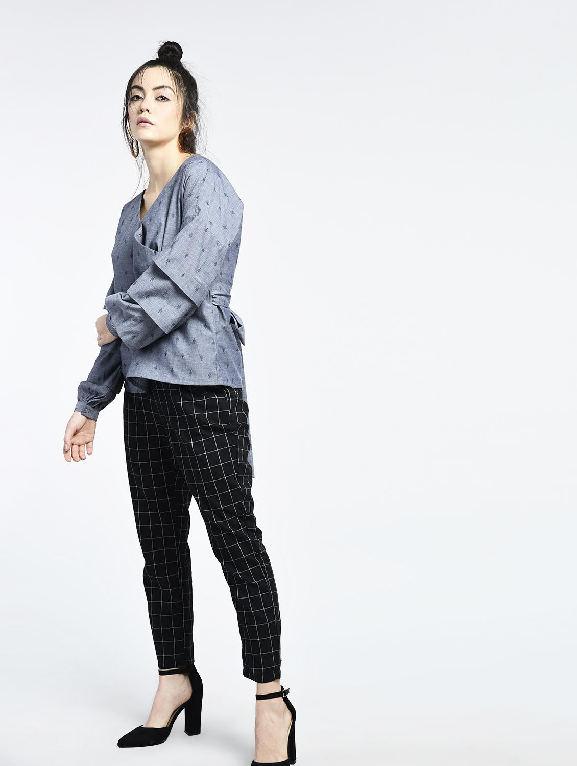 tie-back tiered sleeve top - 15426413 - Zoom Image - 4