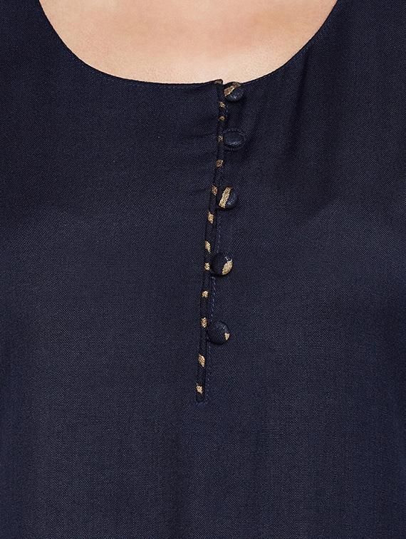 Asymmetric block print kurta - 15427081 - Zoom Image - 4