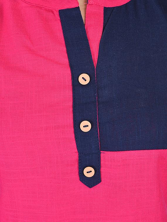straight color block kurta - 15427468 - Zoom Image - 4