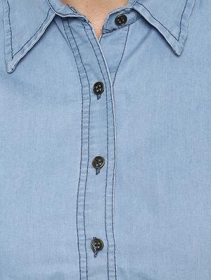 roll up sleeve denim shirt - 15427897 - Standard Image - 4