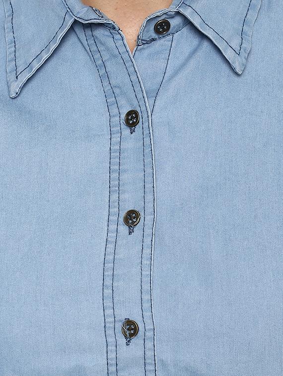 roll up sleeve denim shirt - 15427897 - Zoom Image - 4