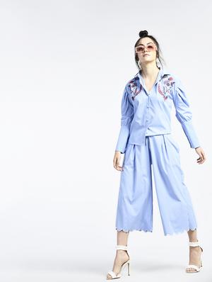leg o mutton sleeved embroidered shirt - 15428699 - Standard Image - 4