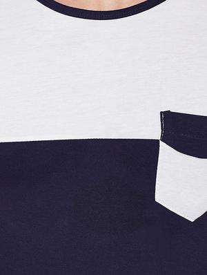 blue cotton blend color block t-shirt - 15429093 - Standard Image - 4