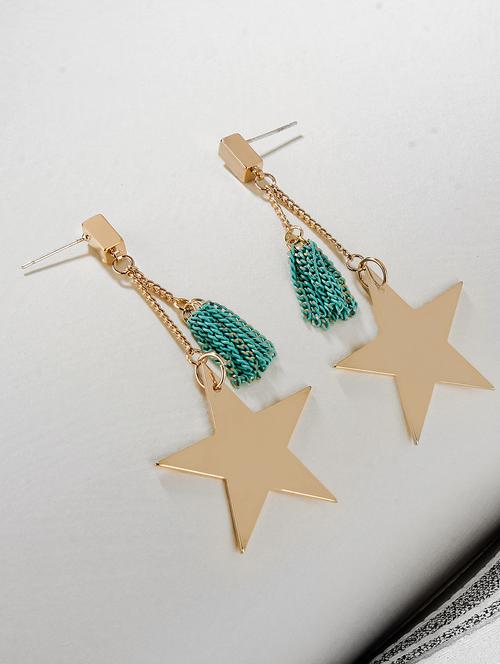 green metal drop earrings - 15429219 - Standard Image - 1