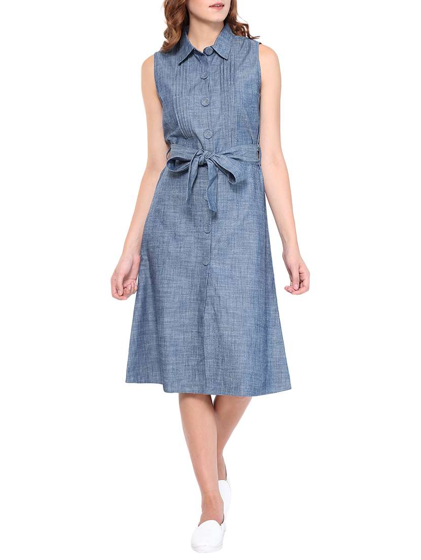 button down belted dress