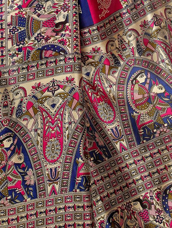 Madhubani Printed Saree with blouse - 15429561 - Zoom Image - 4