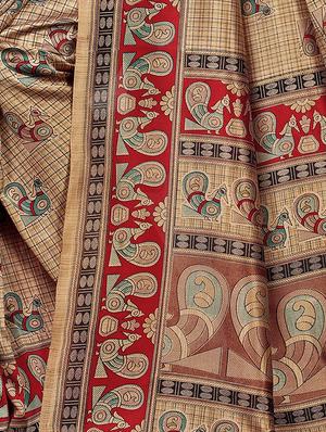 conversational printed saree with blouse - 15429569 - Standard Image - 4