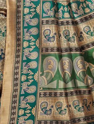 Conversational printed saree with blouse - 15429570 - Standard Image - 4
