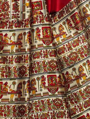 Madhubani Printed Saree with blouse - 15429574 - Standard Image - 4