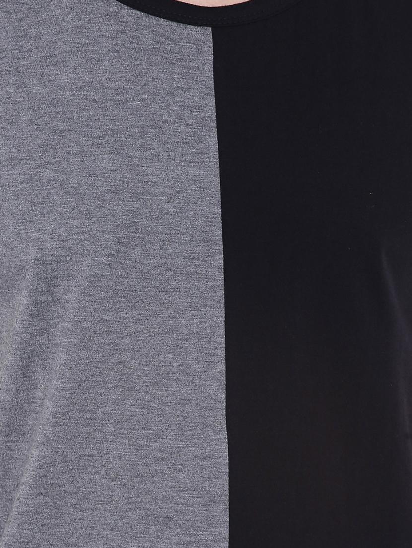 grey cotton blend color block t-shirt - 15429674 - Zoom Image - 4