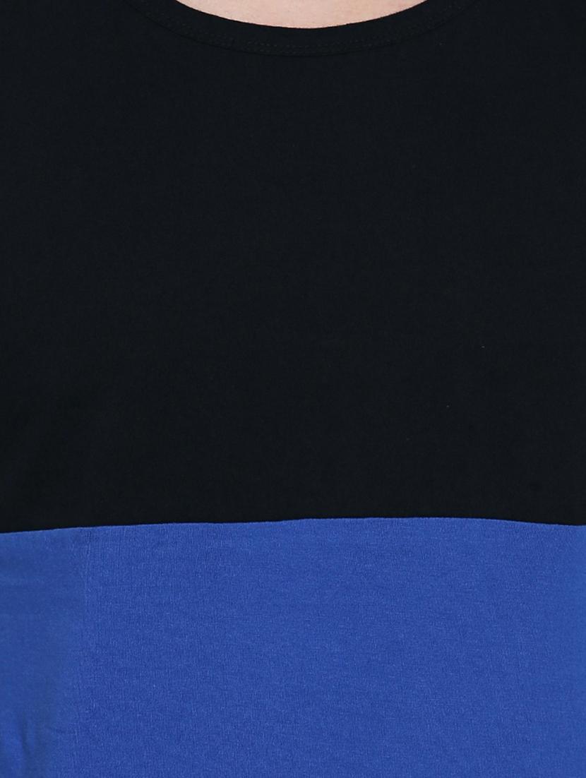 blue cotton color block t-shirt - 15429687 - Zoom Image - 4