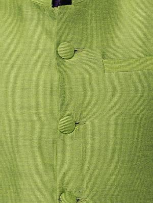 green rayon nehru jacket - 15429950 - Standard Image - 4