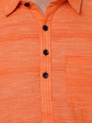 orange cotton short kurta - 15429960 - Standard Image - 4
