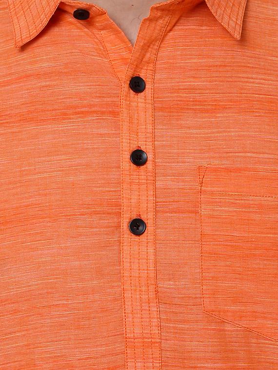 orange cotton short kurta - 15429960 - Zoom Image - 4