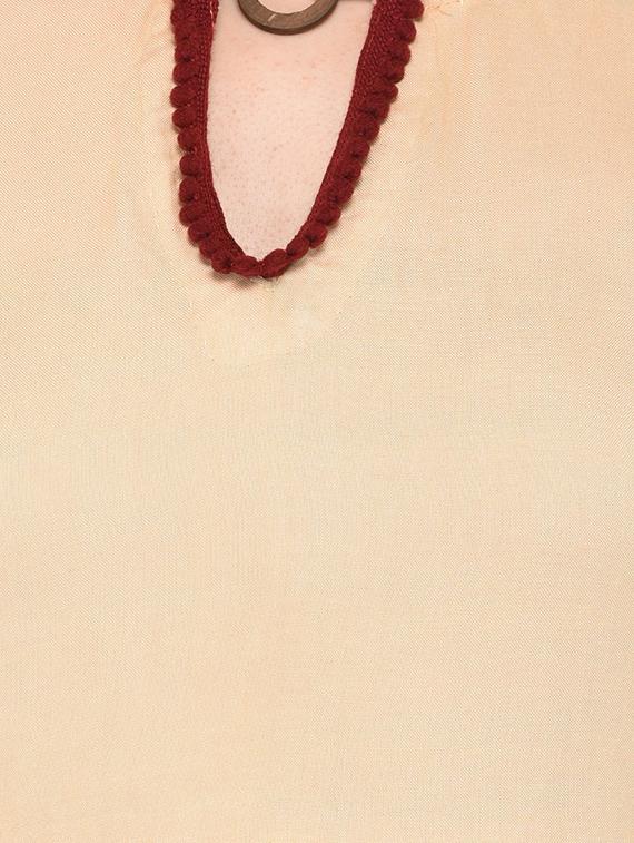 Beige high-low kurta - 15430610 - Zoom Image - 4
