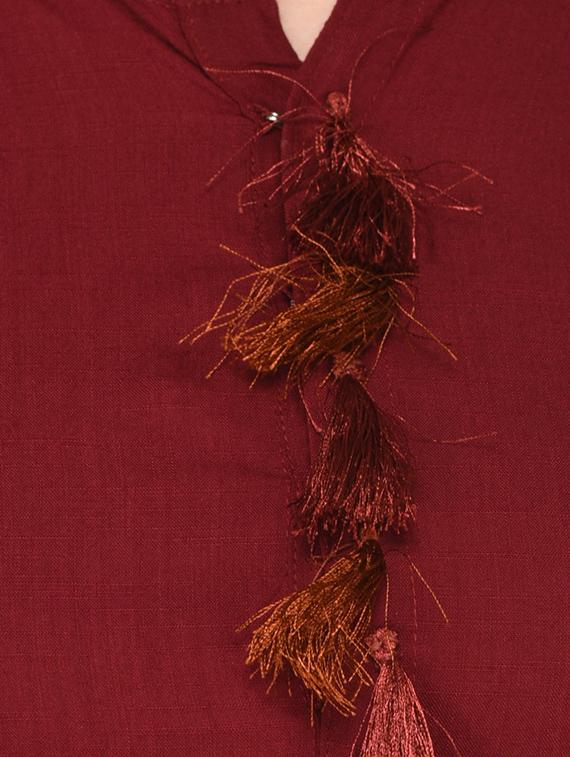 straight kurta with tassels - 15430612 - Zoom Image - 4