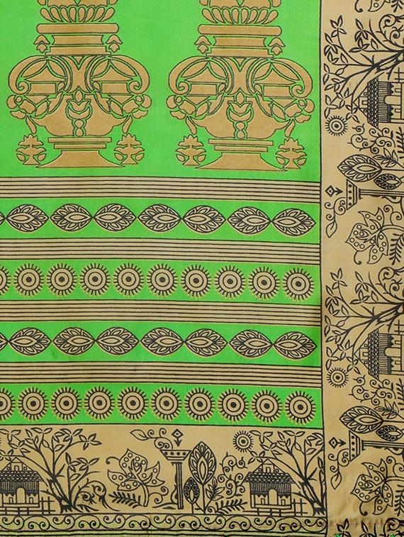 abstract printed mysore silk saree with tassels with blouse - 15431085 - Zoom Image - 4
