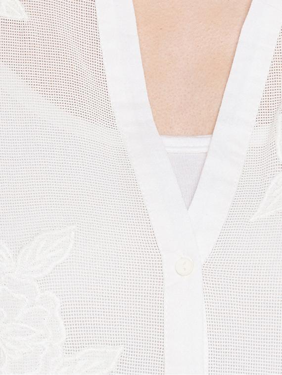 mesh button down embroidered shirt - 15431239 - Zoom Image - 4