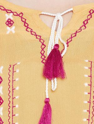 tie-up neck embroidered top - 15431321 - Standard Image - 4