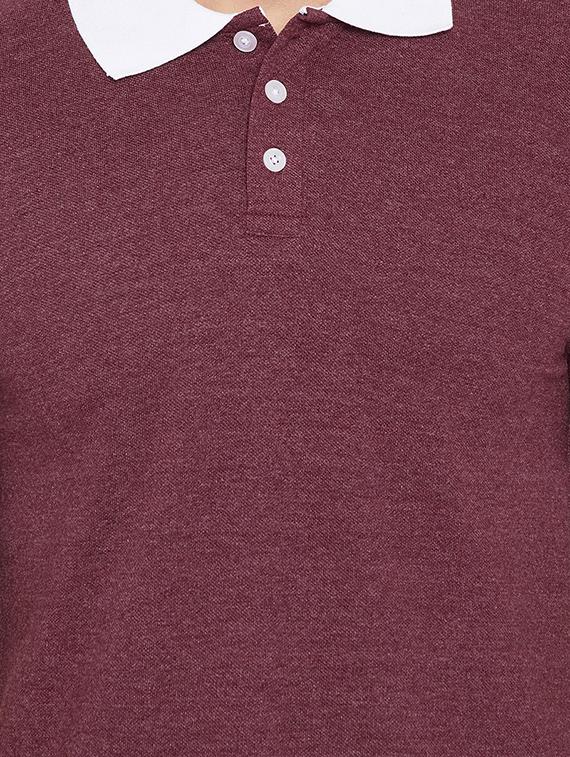 maroon cotton polo t-shirt - 15434117 - Zoom Image - 4