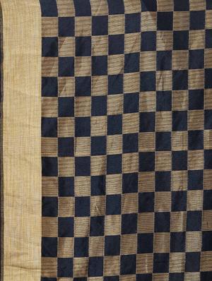 contrast checkered tussar saree with blouse - 15435663 - Standard Image - 4