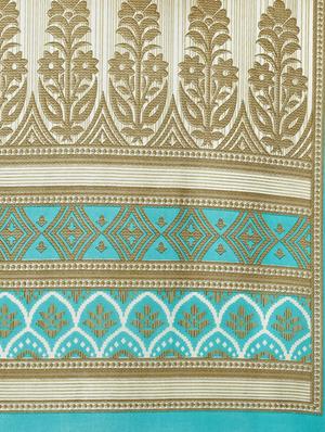 Contrast bordered printed saree with blouse - 15437025 - Standard Image - 4