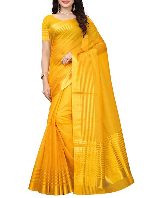 delicate golden border kota doria saree with blouse - 15437039 - Standard Image - 1