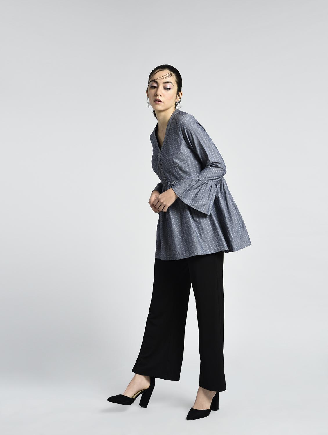 Bell sleeved gathered detail tunic - 15438141 - Zoom Image - 4