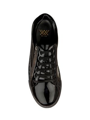 black leatherette lace up sneakers - 15438485 - Standard Image - 4