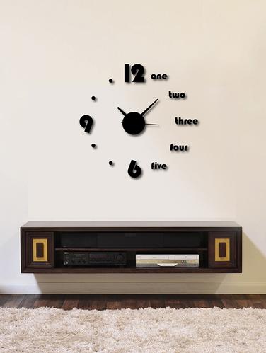 Designer Self Adhesive Innovative DIY (Do It Yourself) Analog Wall Clock - (Black) - 15438775 - Very Small Image - 1