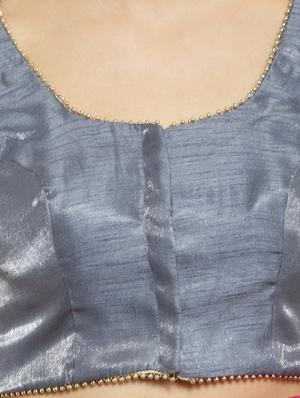 silver silk solid blouse - 15440371 - Standard Image - 4