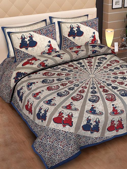 cotton double bedsheet with 2 pillow covers - 15440439 - Standard Image - 1
