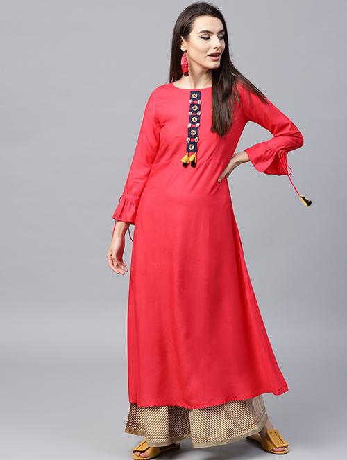 embellished a-line kurta - 15440541 - Very Small Image - 1