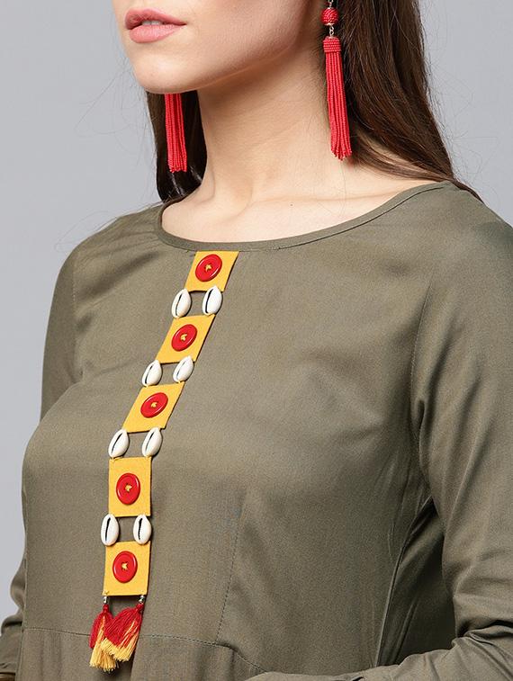 Embellished bell sleeves ethnic dress - 15440544 - Zoom Image - 4
