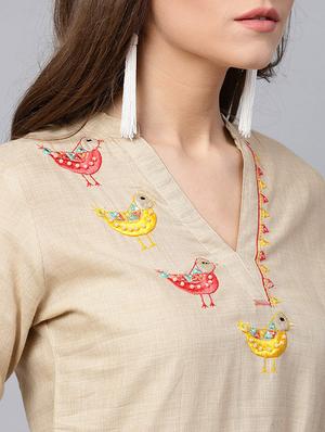 Embroidered patch work kurta - 15440550 - Standard Image - 4