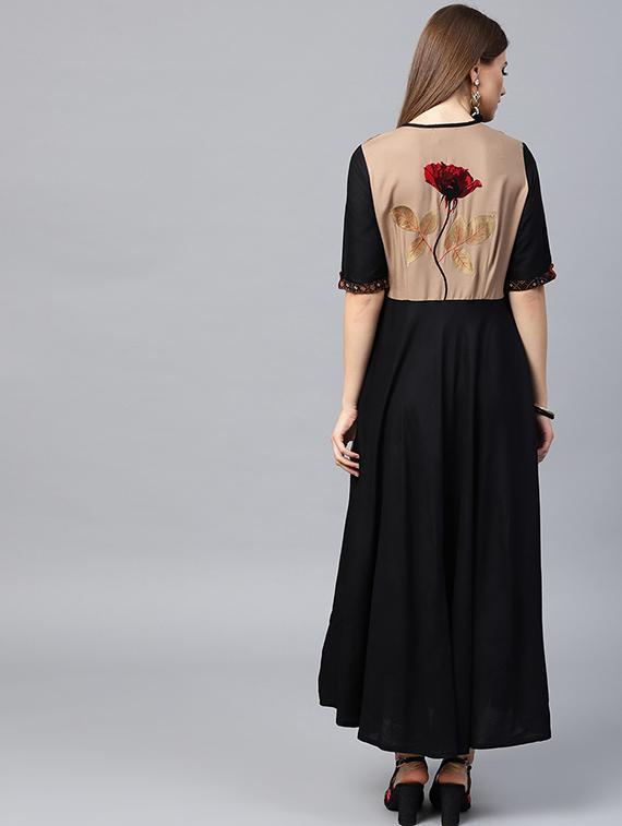 Printed flared ethnic dress - 15440579 - Zoom Image - 4