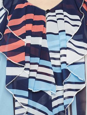 Striped sheer ruffle top - 15442009 - Standard Image - 4