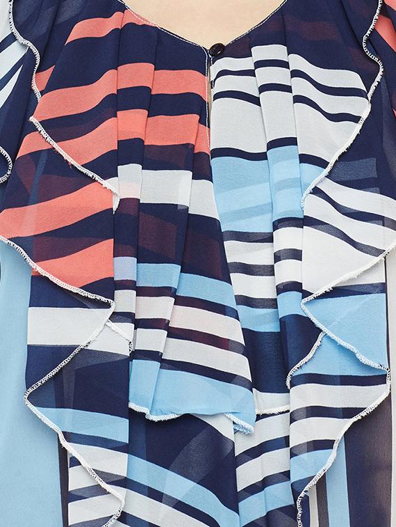Striped sheer ruffle top - 15442009 - Zoom Image - 4