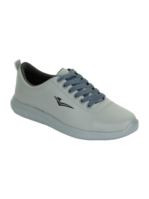 grey leatherette lace up sneakers - 15443934 - Standard Image - 1