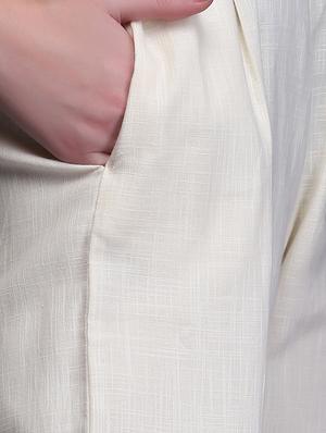 white cotton straight palazzo - 15445104 - Standard Image - 4