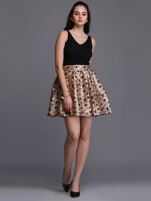 flared printed mini skirt - 15445281 - Standard Image - 4