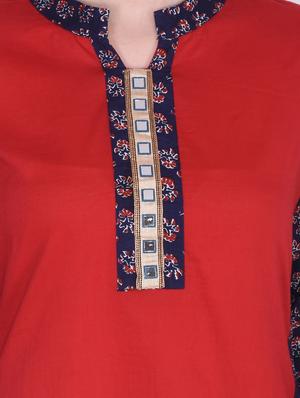 red cotton aline kurti - 15448630 - Standard Image - 4