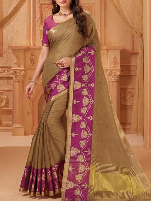 zari bordered kota silk saree with blouse - 15449529 - Very Small Image - 1